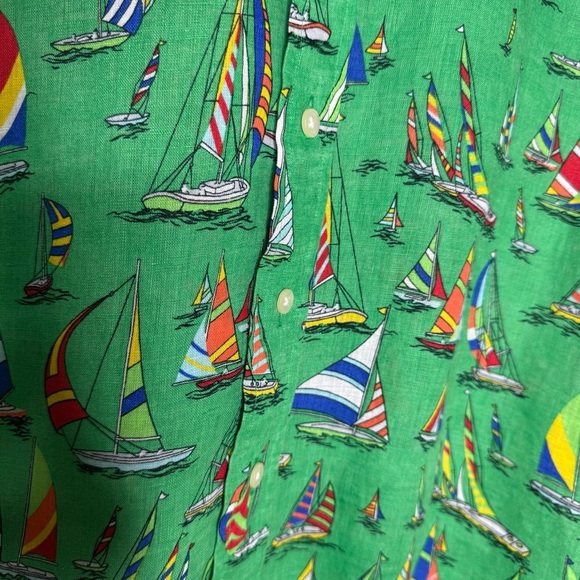 Ralph Lauren Green Linen Sailboat Shirt NWT Small - Picture 8 of 11